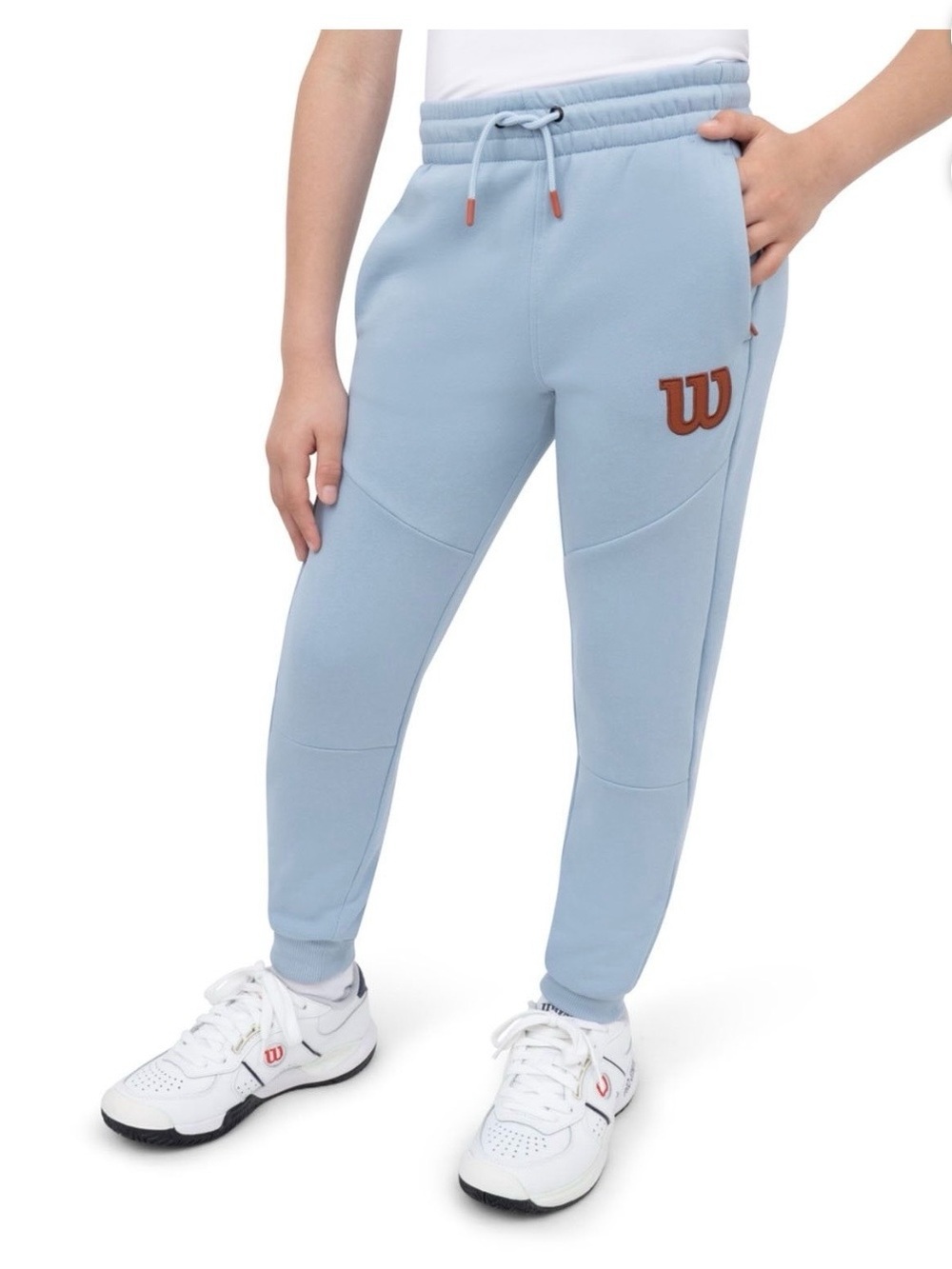 Wilson Pale Blue Kids Jogger Sweatpants with Rust W Patch